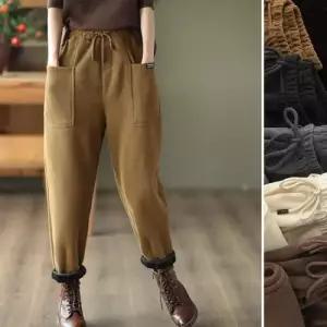 여자 바지 롱 니트 빈티지 캐주얼 배기팬츠 기모 슬림 후드 앤티크 도톰 빅포켓 추동 9부 원템3