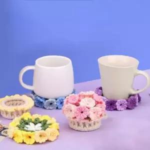 컵받침 DIY 패키지 세트 4p 수예 티코스터 뜨개실 만들기