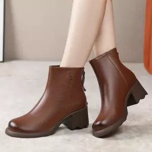 플랫워커 통굽 여성패션 두겹 롱부츠 추동 가죽 소 워커 리얼 엄마룩 DL4