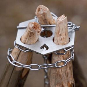 야외 캠프파이어 그릴 삼각대 보드 - 휴대용 스테인리스 스틸 캠핑 세트 액세서리, 걸이식 체인 후크 포함 (HEX)