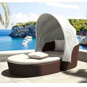 풀빌라 라탄 썬베트 야외 베드 그늘막 원형 선베드 수영장