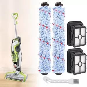 2PC 진공 브러시 롤 1868 다중 표면 및 1866 교체 필터 Bissell CrossWave 2306A 1785A 3888A 청소기와