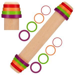 두께 링이 있는 Ireer 조절 가능한 롤링 핀 12인치 나무 원형 튜브 롤러 클레이 도구 도자기 머드 스틱, 바 아트 DIY 공예 조각용 스페이서 밴드 포함