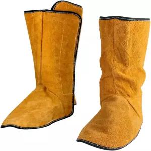 용접 작업 부츠 프로텍터 안전 커버 레그 가드 게이터 남녀용 QWORK 방화 신발 다리 가죽