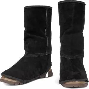 리시크 가죽 용접 스패트 - 난연성 및 내마모성 부츠 커버 전체 신발 보호대 조절 가능한 게이터