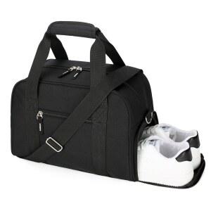 eAj 남녀용 씨록 14인치 스몰 짐백, 신발 수납공간이 있는 미니 더플백, 여행용 더플백, 블랙