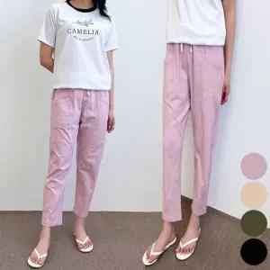 시원한 배기팬츠 포켓 마 여자 린넨 밴딩바지 바지