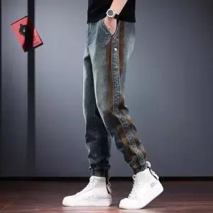 바지 남자 가을 빈티지 스트라이프 조거 배기 배기핏 청바지 젠3