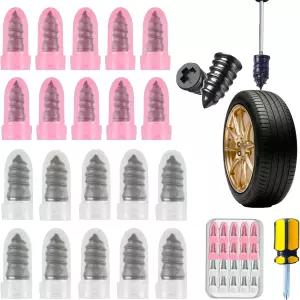 타이어 수리 고무 못 진공 키트 나선형 자동차 오토바이 트럭 트랙터 펑크 나사(스크류드라이버 포함 10S