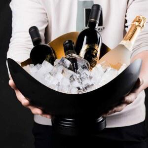 라운드 양동이 보드카 얼음 칠러 색상 아이스 버킷 황동 시음 사슴머리 맥주 샴페인쿨러