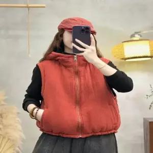 여자 캐주얼 겨울 빈티지 트렌디 아이템 조끼 패딩 집업 상의 레이어드 후드 HT4