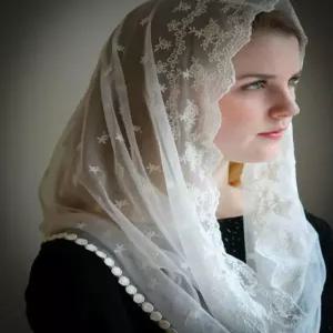 성당 미사보 눈꽃 행사 미사포 종교 수녀님 레이스