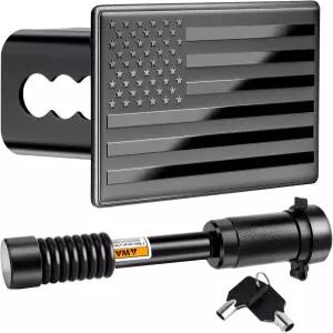 METOWARE 트레일러 히치 커버 2인치 리시버용 헤비 아메리칸 플래그 메탈 트럭 액세서리용 견인 커버(안티