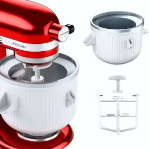 키친에이드 스탠드 믹서용 스크림 메이커 부착물 4.5Qt 이상 믹서와 호환되는 볼 소르벳 젤라토 2쿼터