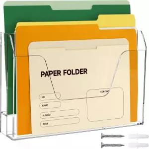 벽걸이형 2단 투명 아크릴 서류 정리함 사무용 우편물 보관함 및 잡지 파일 홀더 데스크 벽면 수납