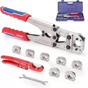 iCrimp 헤비 듀티 에어 호스 크림퍼 키트(19/32 ~25/32 ID 페룰 7개의 교체 가능한 죠 및 커터 - 고무 토크