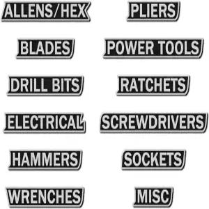 마그네틱 공구함 라벨 12팩 3D 프린팅 일반 정리 액세서리 강철 카트 서랍 캐비닛 재사용 가능 태그(블랙)