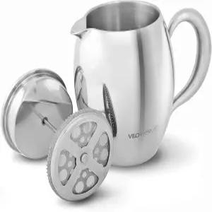 VeoHome - 0.75리터 플런저 깨지지 않고 이중 스테인리스 스틸 쉘 덕분에 커피를 오랫동안 뜨겁게