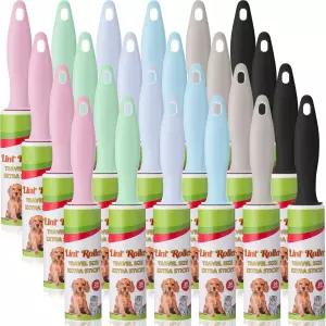 여행용 허쉬 미니 보푸라기 롤러 반려동물 털 및 옷 크기 접착 제거 도구 선물 가방 가구 카시트(24개)