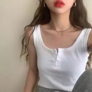 여성 나시티 - 단추포인트 레이어드 이너나시 민소매 나시티 여성나시 여자나시