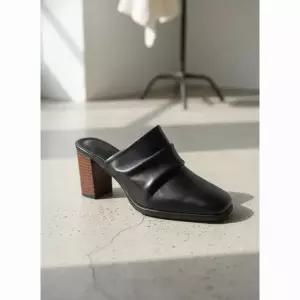 소가죽 셔링 미들힐 여성 블로퍼 8cm CDSP100334 1315236