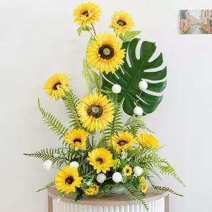 아트박스/플라워트리 해바라기 조화 센터피스 몬스 50cm 인테리어 꽃 장식