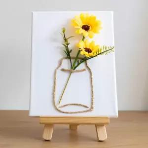 아트박스/플라워트리 해바라기 조화 액자 두송이+이젤 set 18x29cm 꽃 장식