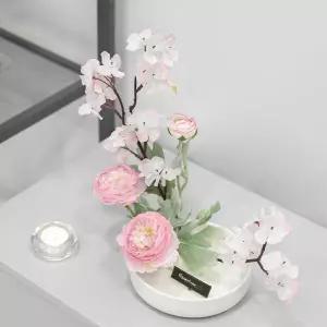 아트박스/플라워트리 벚꽃 조화 센터피스 피오니 수반 set 34cm 장식 소품