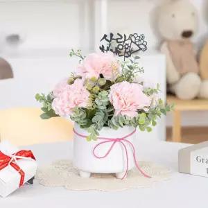 아트박스/플라워트리 카네이션 조화 화분 유칼립투스 set 31cm 장식 소품