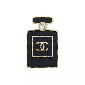 [정품] CHANEL 샤넬 23S CC Logo 퍼퓸 Pin Brooch 블랙 Champagne Gold CC로고 핀 브로치 샴페인골드 90114