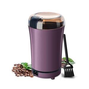 JEQIJIJU 전기 커피 그라인더, 스테인리스 블레이드 휴대용 원터치 컨트롤 스파이스 그라인더, 곡물, 허브, 견과류, 소금용 투명 뚜껑, 2온스/8컵, 퍼플