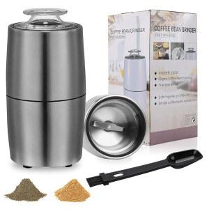 향신료 그라인더, 커피 그라인더, 200w 전기 허브 그라인더, 구성 스테인리스 스틸 본체 및 칼날, 청소 브러시