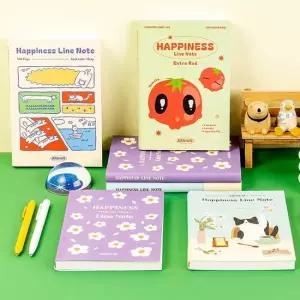 감성 일러스트 유선 노트 M 1P 라인 중철 제본 공책