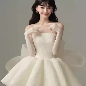 미니웨딩드레스 쉬폰 이브닝 야외촬영 화이트 탑
