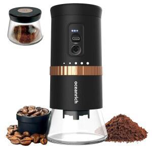 5개의 프리셋이 장착된 오션리치-G2C 자동 커피 그라인더, USB 타입-C 충전식 무선, 탈착식 볼, 휴대용 전기 연삭기, 홈 오피스 여행용 등, UQ-ORG2CBK 블랙