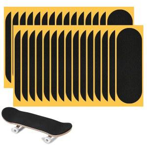 핑거보드용 WINDIR 24pcs 그립 테이프, 프리컷 28 100mm 프로 핑거 폼 전문가용 블랙 우드 미니 스케이트보드(프리컷 24pcs)