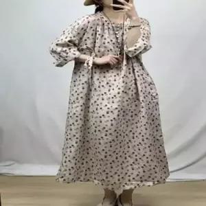 여친 원피스 봄 러블리 모시도트긴팔 계 라운드넥 슬림핏 일자 롱스커트 SPO마켓1