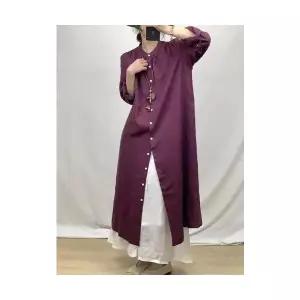 여자 러블리 봄 원피스 솔리드 모시 긴팔 빈티지 차이나 싱글 슬림핏 카디건 롱스커트 SPO마켓1