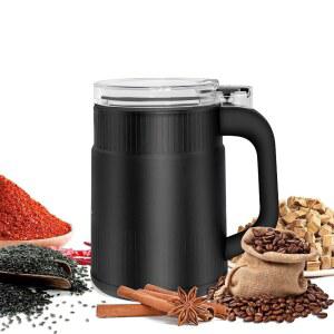 전기 커피 그라인더, 휴대용 향신료 그라인더, 커피 원두 향신료 및 씨앗을 위한 스테인리스 스틸 칼날, 가족용 선물 블랙