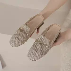 망사 패션 슬리퍼 샌들 반 미들힐 여자신발 웨지힐 카멜 스몰 슬립온 원템5