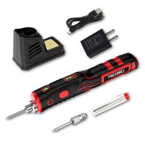 FrogBro 11W 2500mAh 무선 납땜 언 키트, 업그레이드 Max 968 고속 난방 휴대용 USB 충전식 고용량 터치 센서 및 LED 스포트라이트(2팁+어댑터)