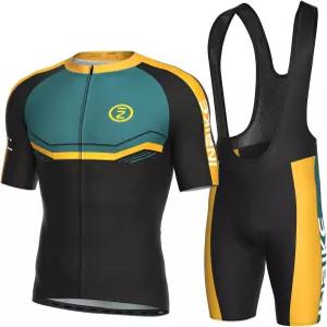 인바이크 남성 사이클링 의류 세트 뒷주머니 3개가 달린 반팔 저지 빕 팬츠 3D 패딩 통기성