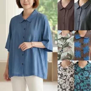 [하프클럽/로즈맘]자유로운카라풍기포인견블라우스