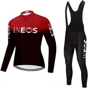 남성 사이클링 저지 세트 긴 소매 자전거 셔츠 의류 비브 팬츠 20D 젤 패딩