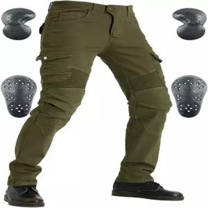 VNFOX 모터사이클 팬츠 켄 앤 힙 아머 패드가 있는 남녀용 다용도 내구성 청바지 바지