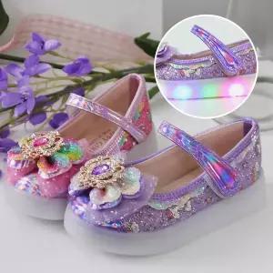 여아 여자 여성 아동 어린이 유아 야광 단화 반짝이 글리터 리본 레이스 LED 공주 메리