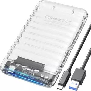 ORICO 2.5인치 하드 드라이브 인클로저 USB C to SATA III 5Gbps 클리어 외장 케이스 최대 6TB 도구 없음