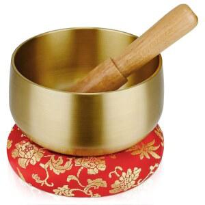 티베트 노래 그릇 세트 - 나무 망치와 쿠션이 있는 4인치 사운드 그릇, 요가, 마음챙김, 차크라 힐링, 스트레스 해소, 목욕 휴식을 위한 미니 명상