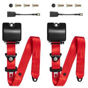 2PCS 조절식 접이식 3점 벨트 키트, 골프 카트용 유니버설 핏, UTV, 트럭, RV, 미니밴(빨간색)