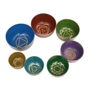 쿠시 티베트 노래 그릇 7종 세트, 수제, 7가지 색상, 차크라 힐링, 휴식, 스트레스 해소, 실크 쿠션, 스틱 4개, 브로케이드 박스 포함